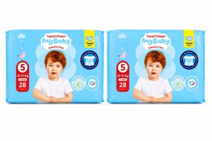پوشک مای بیبی چسبی سایز 5 کانال دار(28 عددی) My baby بسته 2 عددی