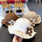 کلاه دخترانه بچه گانه گرد طرح flower - تصویر 3