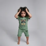 ست تیشرت و شلوارک دخترانه صورتی (سایز 40 تا 55) طرح گیسو - تصویر 5